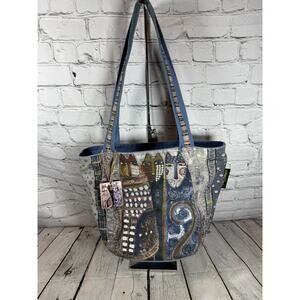 Laurel Burch Autumn Felines Medium Tote Bag Sun N' Sand Zipper Top Cats